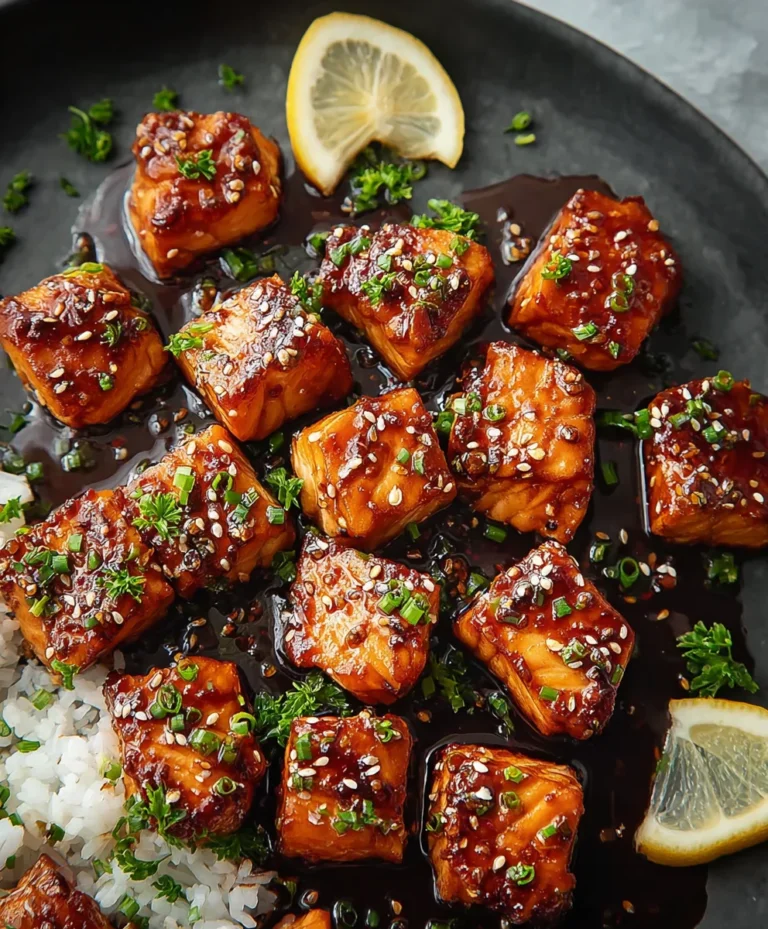 Quick Honey Garlic Salmon Bites-Easy Recipe