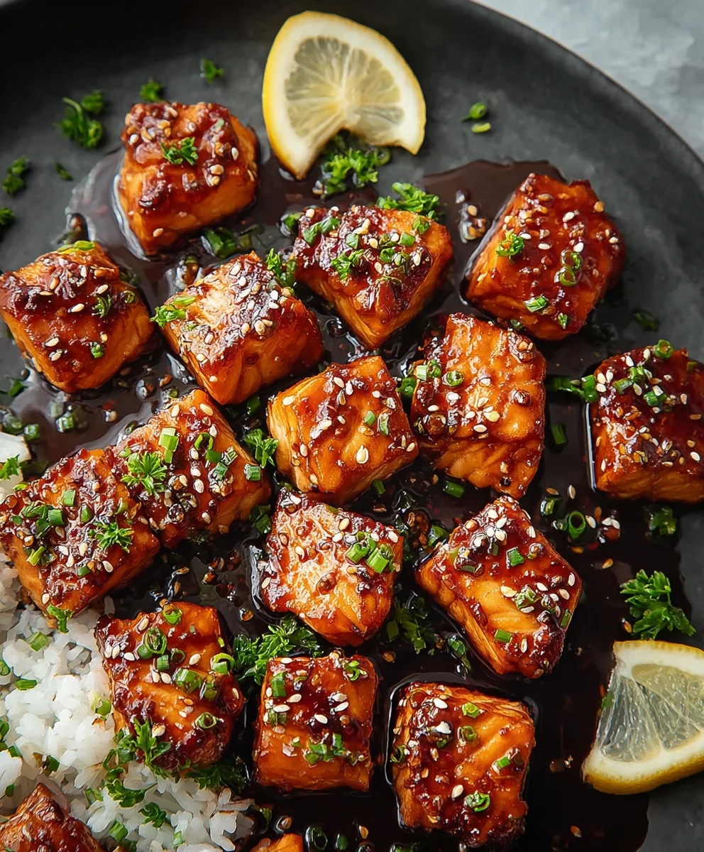 Quick Honey Garlic Salmon Bites-Easy Recipe