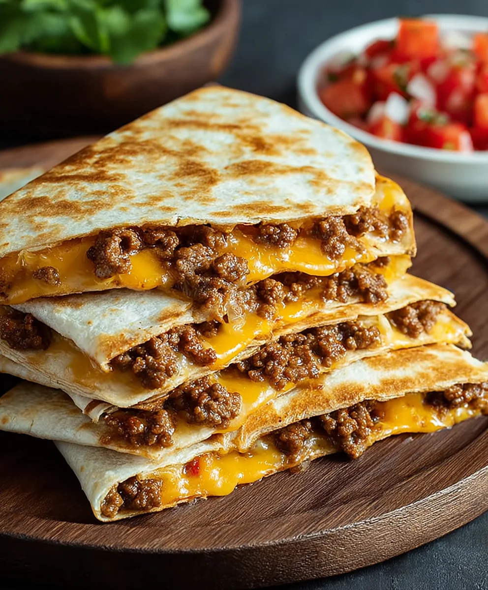 Cheesy Ground Beef Quesadillas- Easy Weeknight Dinner