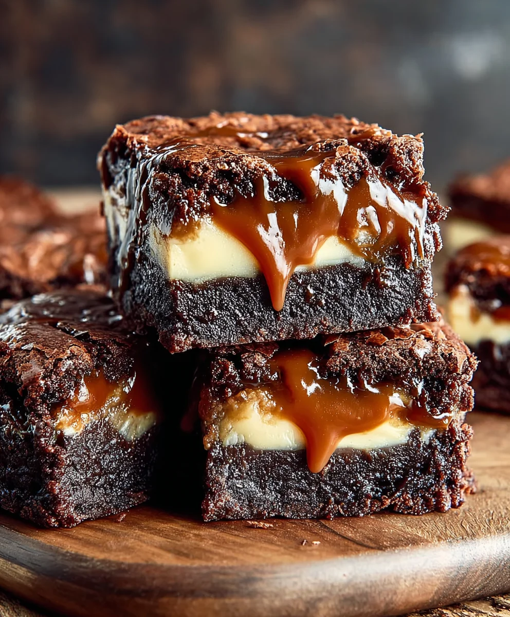 Caramel Nutella Cheesecake Brownies-Decadent Dessert