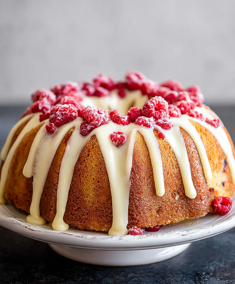 Raspberry White Chocolate Bundt Cake Recipe - Decadent Treat