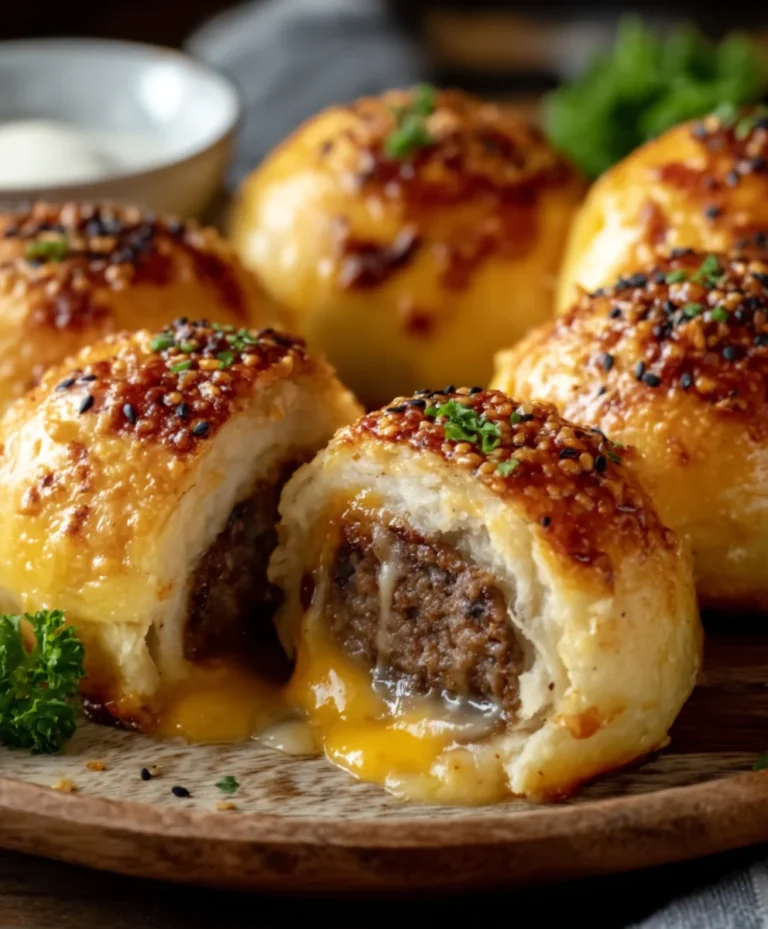 Garlic Parmesan Cheeseburger Bombs-Easy Appetizer
