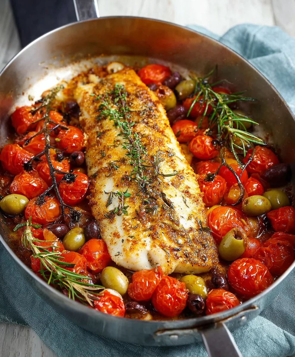 Easy Baked Fish Cherry Tomato Olive Recipe