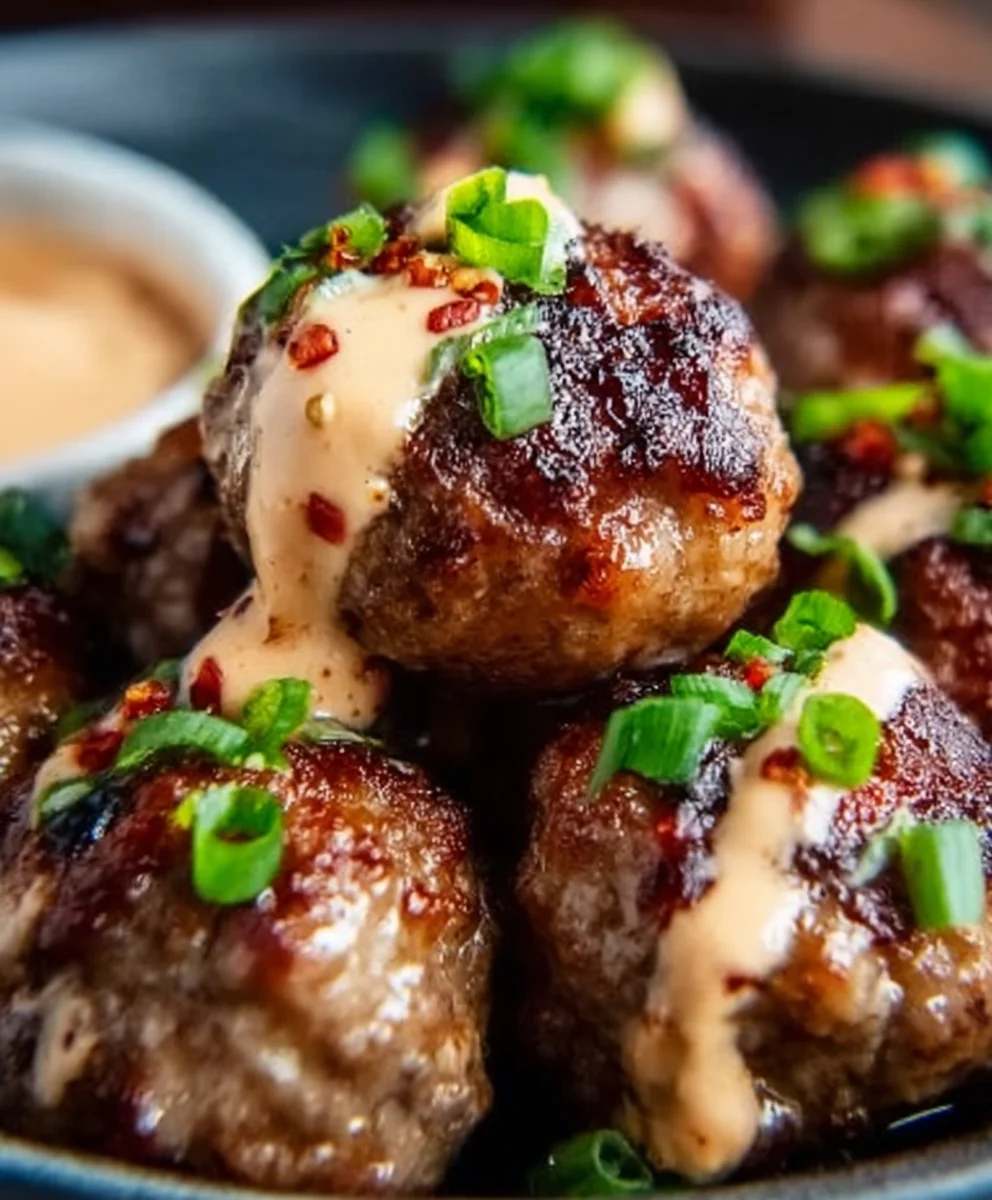Korean BBQ Beef Meatballs Spicy Mayo Easy Recipe
