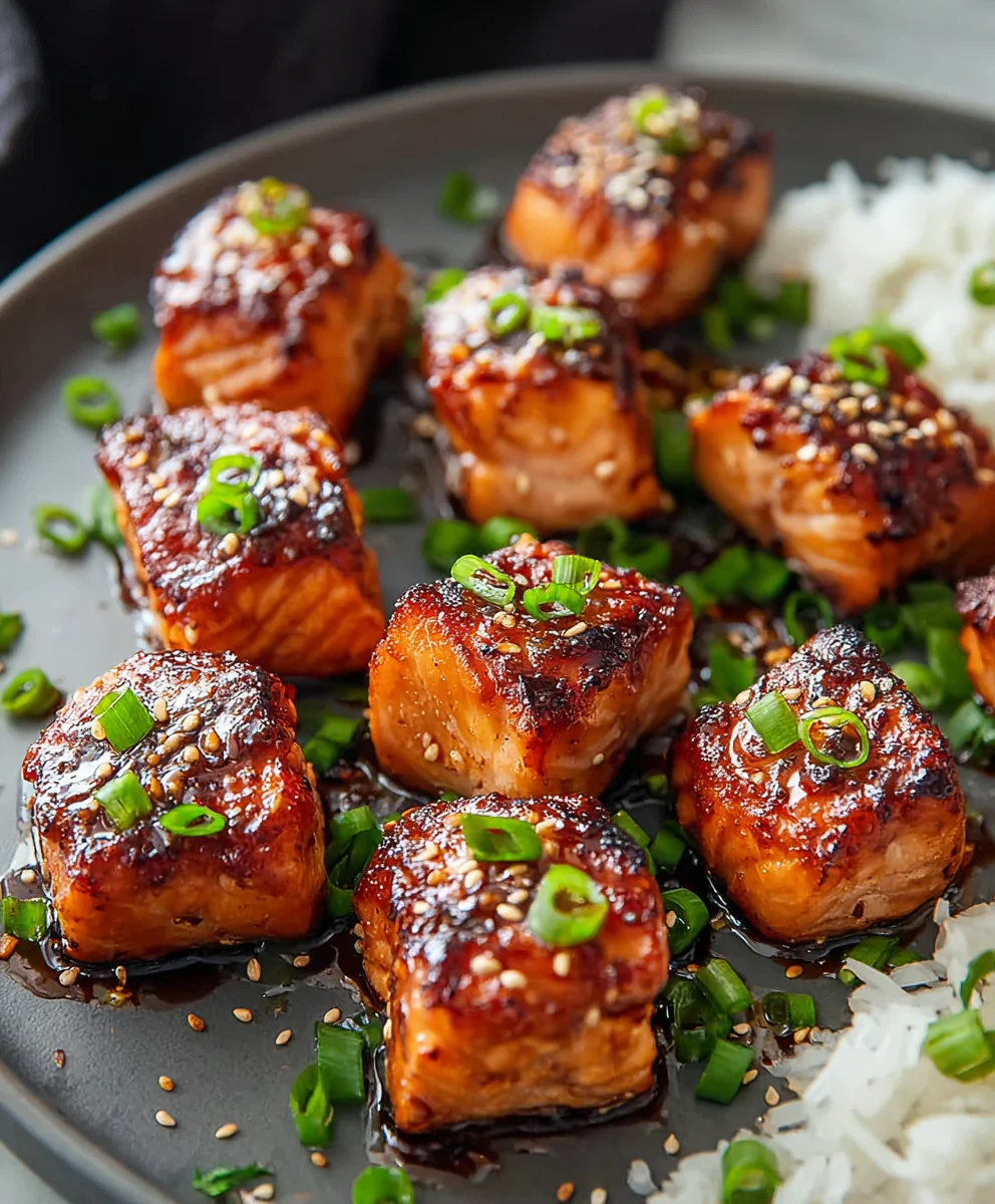 Quick Honey Garlic Salmon Bites-Easy Recipe