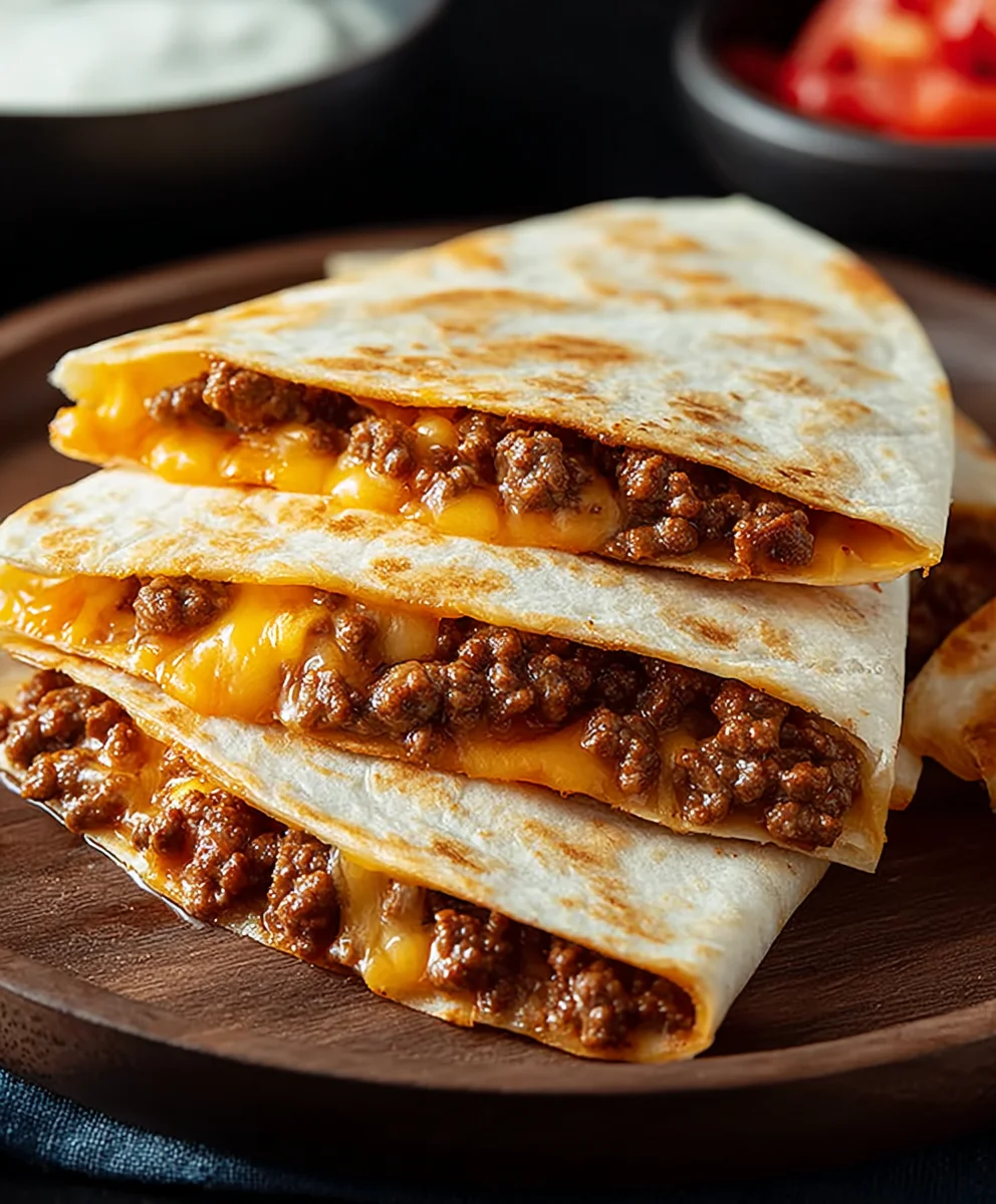 Cheesy Ground Beef Quesadillas- Easy Weeknight Dinner
