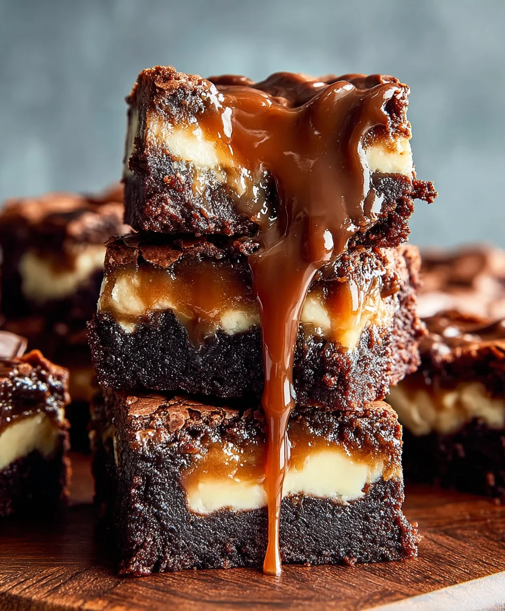 Caramel Nutella Cheesecake Brownies-Decadent Dessert