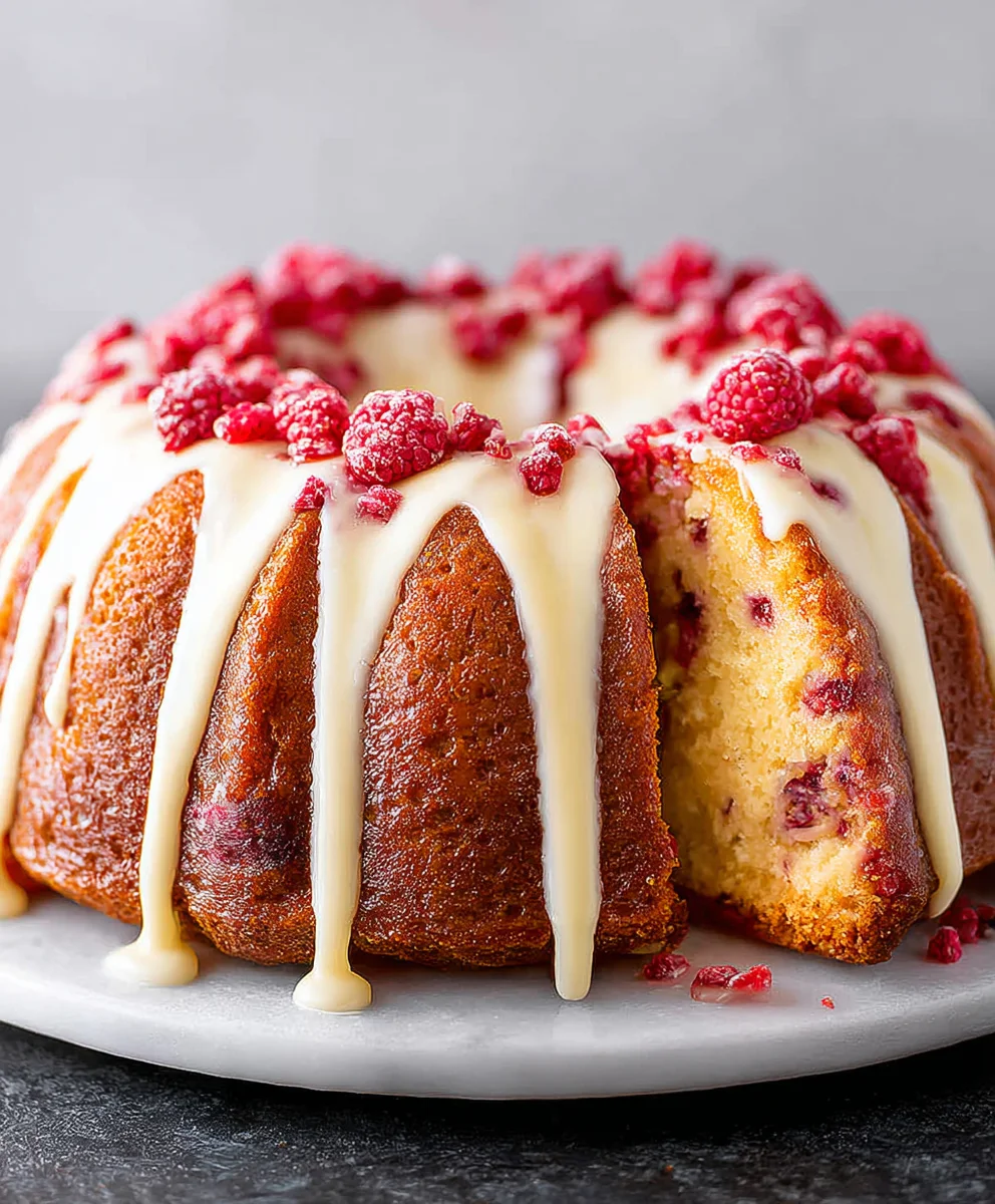 Raspberry White Chocolate Bundt Cake Recipe - Decadent Treat