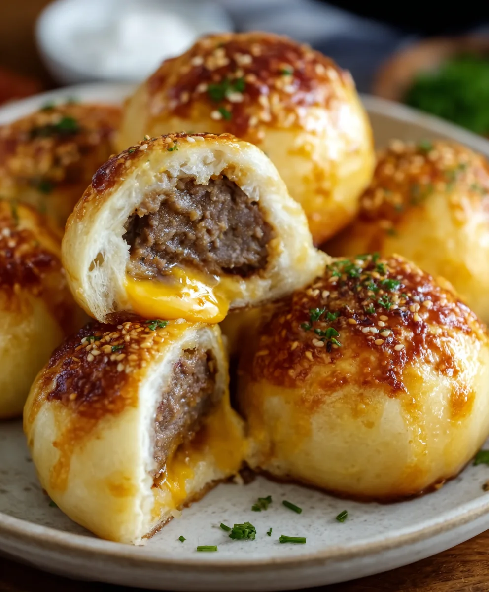 Garlic Parmesan Cheeseburger Bombs-Easy Appetizer