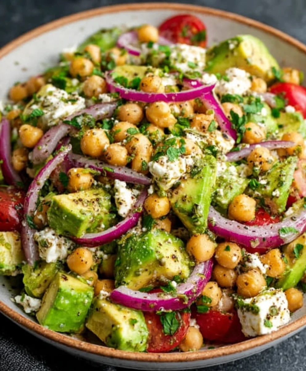 Chickpea Feta Avocado Salad - Healthy & Delicious Recipe