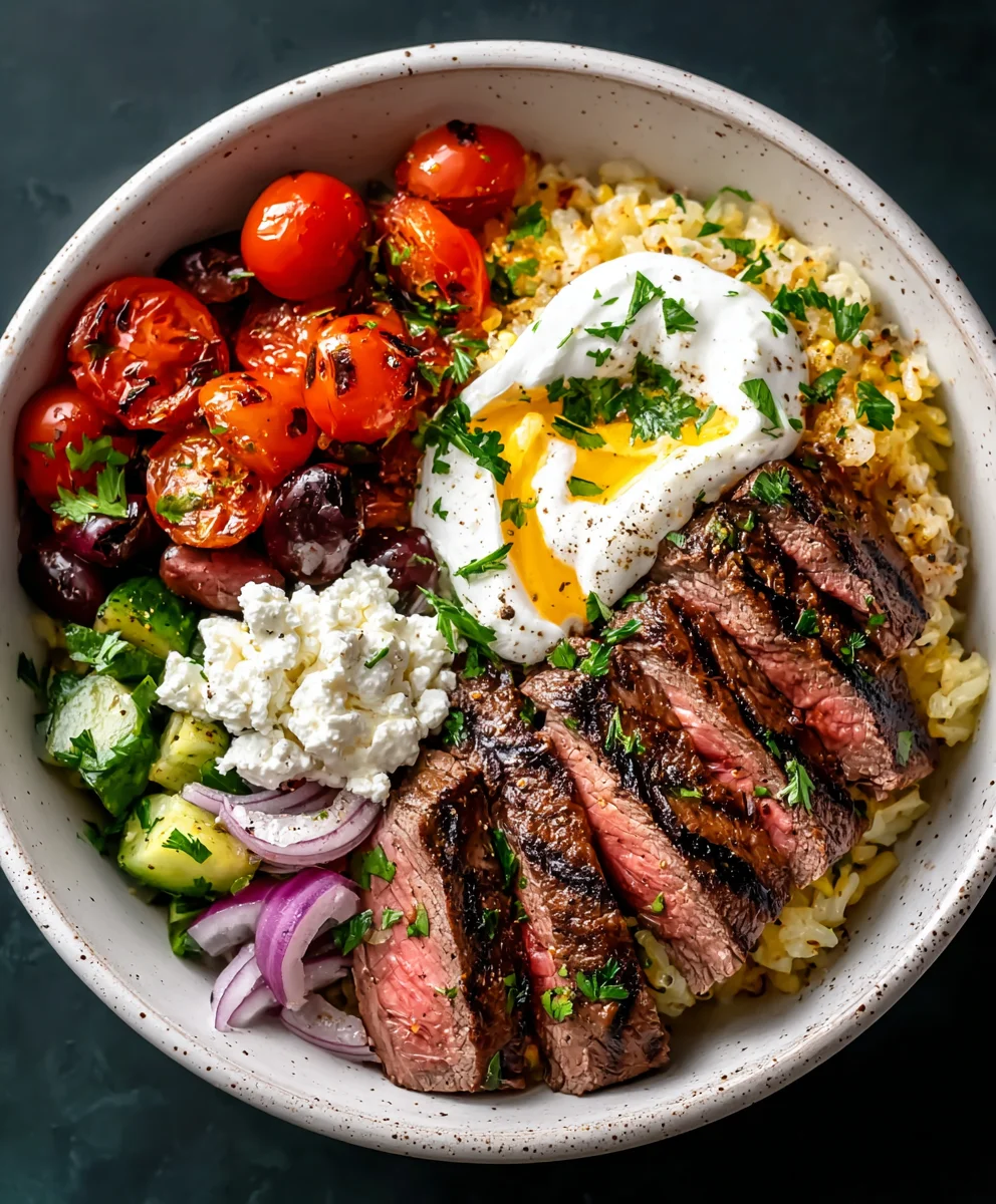 Mediterranean Steak Bowl- Quick & Easy Recipe
