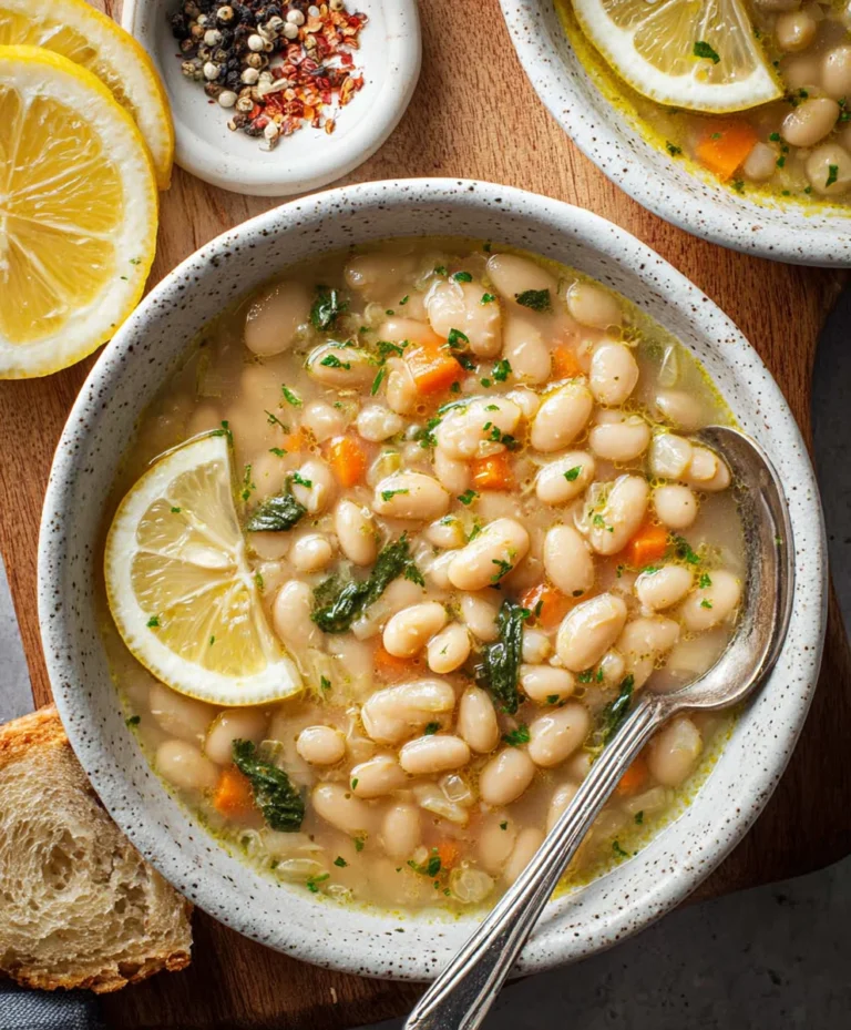 Greek White Bean Soup – Easy Garlic Lemon Recipe