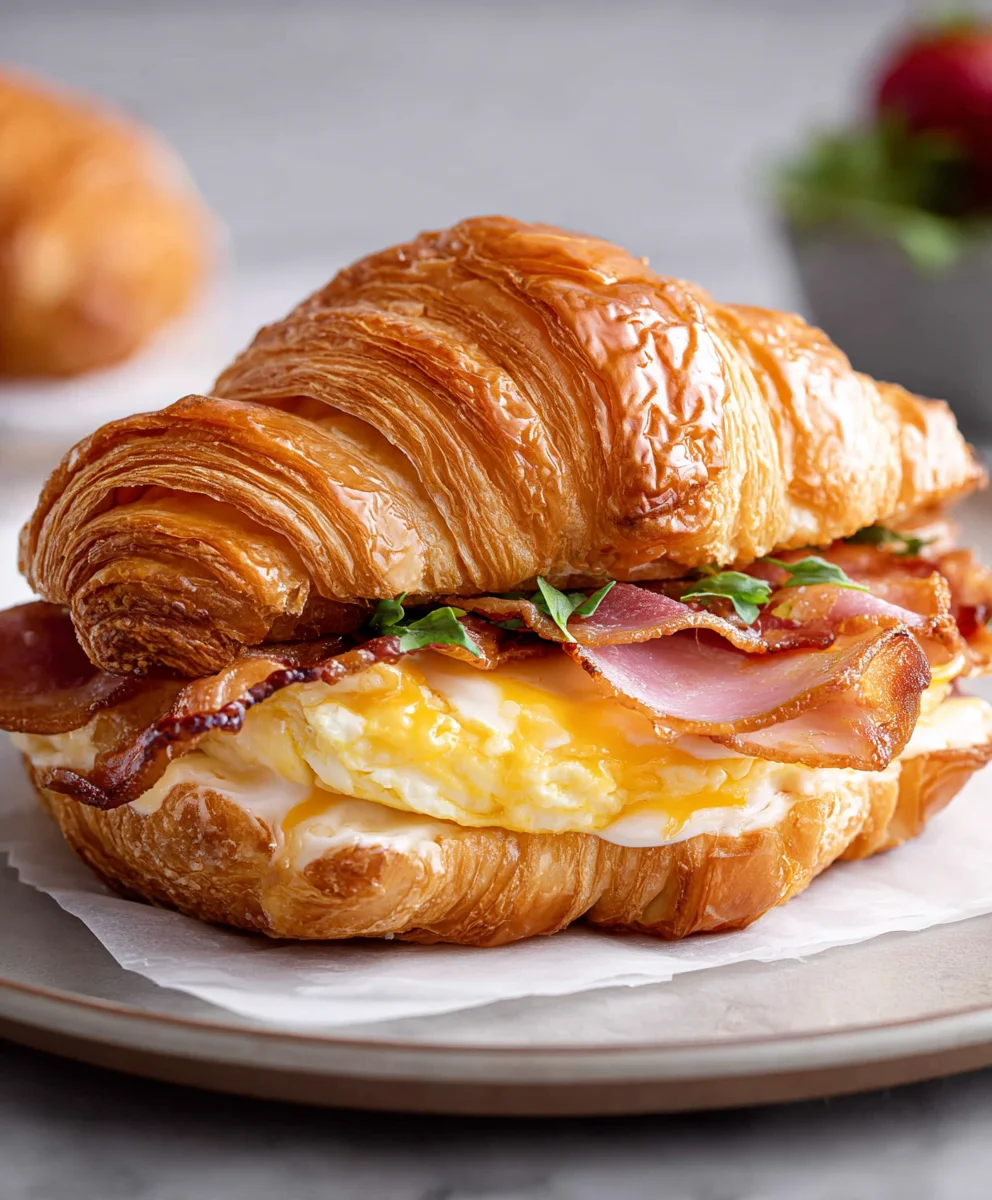 Easy Croissant Breakfast Sandwiches-Quick & Delicious