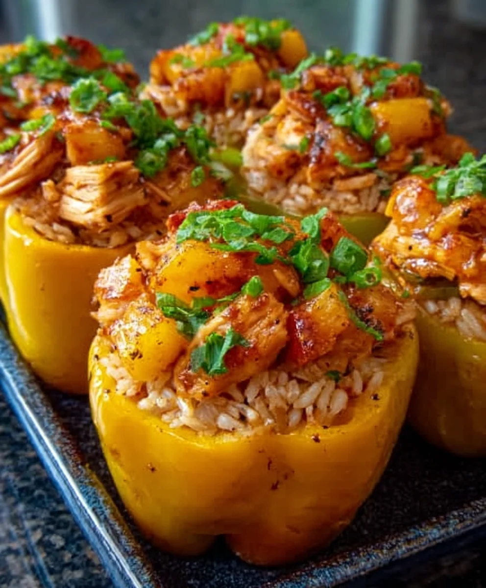 Teriyaki Pineapple Beef-Rice Stuffed Peppers