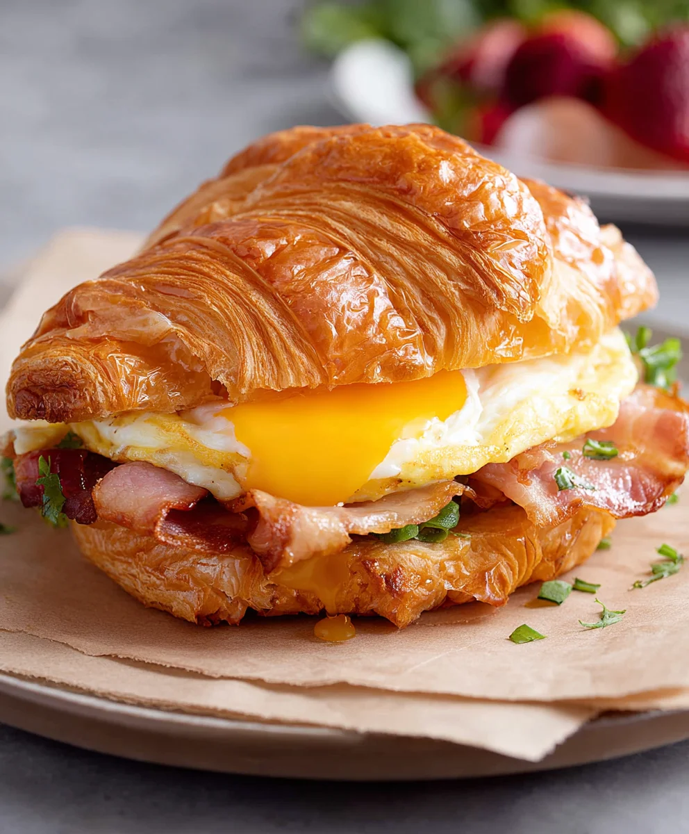 Easy Croissant Breakfast Sandwiches-Quick & Delicious