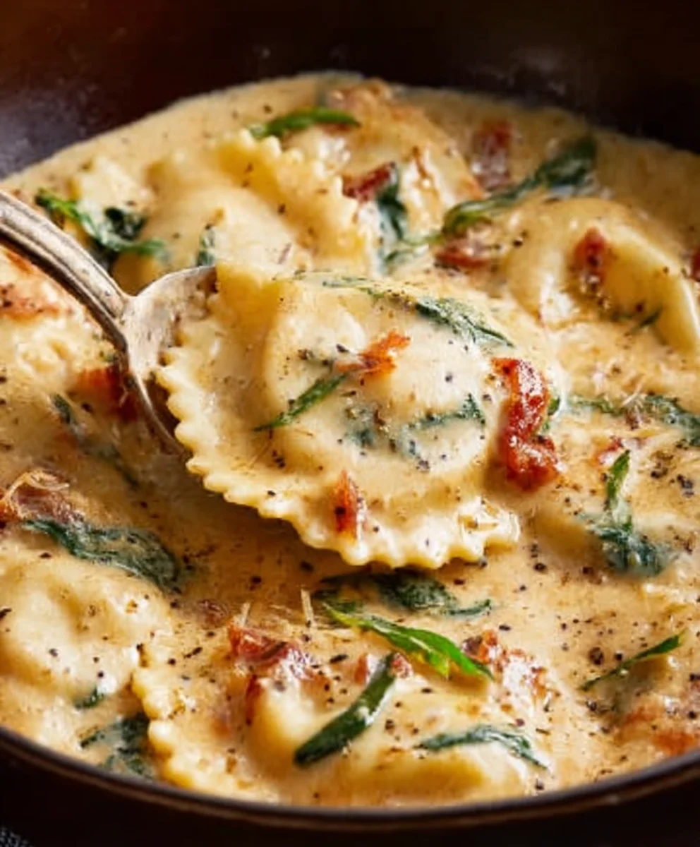 Creamy Tuscan Beef Ravioli Soup - Delicious Comfort Food