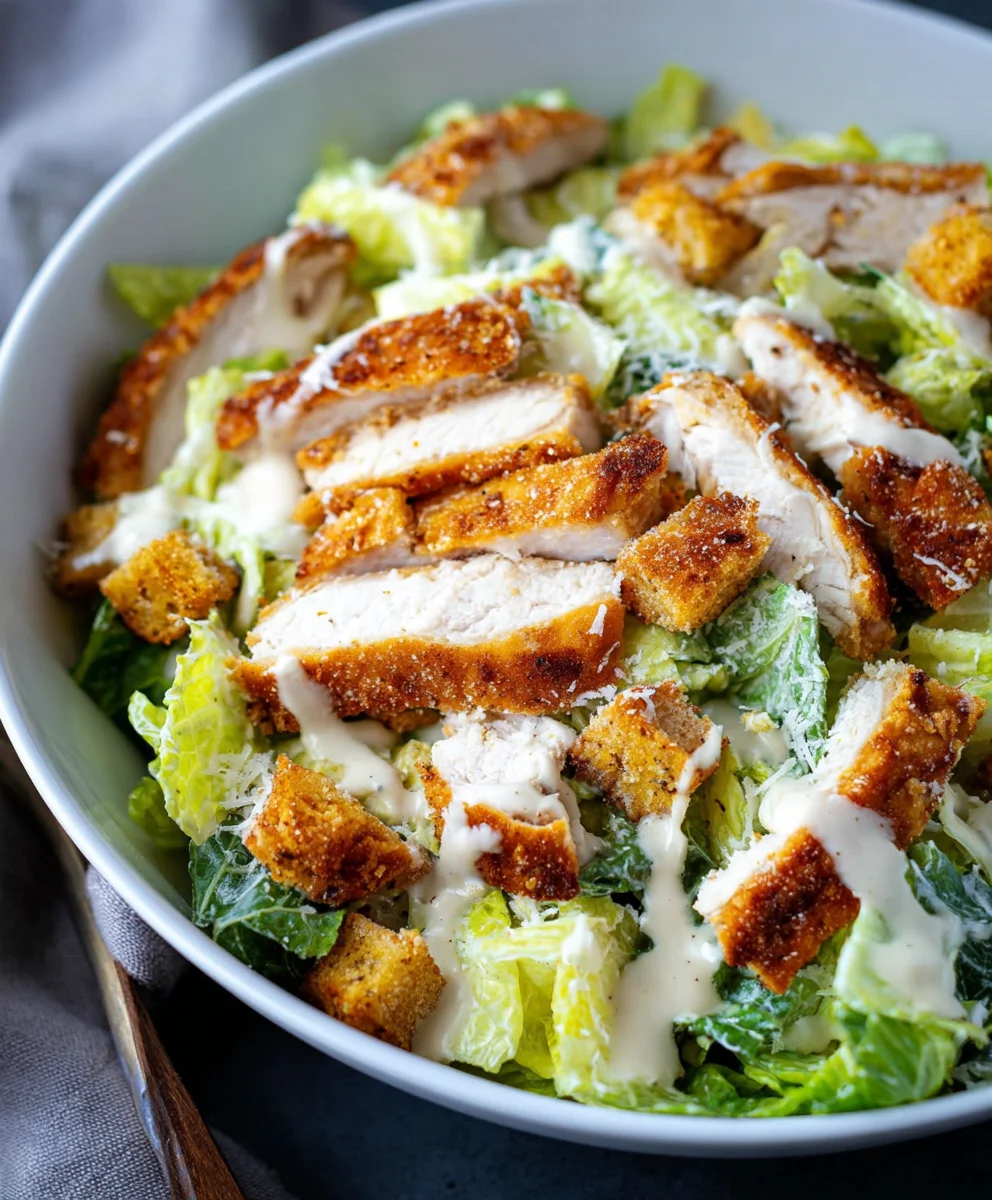 Crispy Chicken Caesar Salad-Easy & Delicious Recipe
