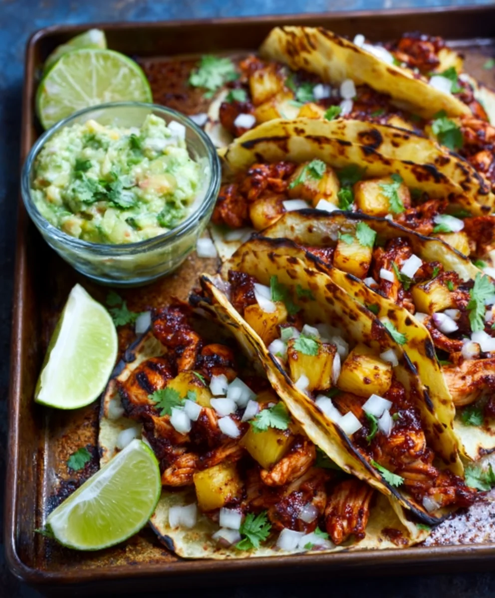 One Pan Chicken Pineapple Tacos Easy Recipe