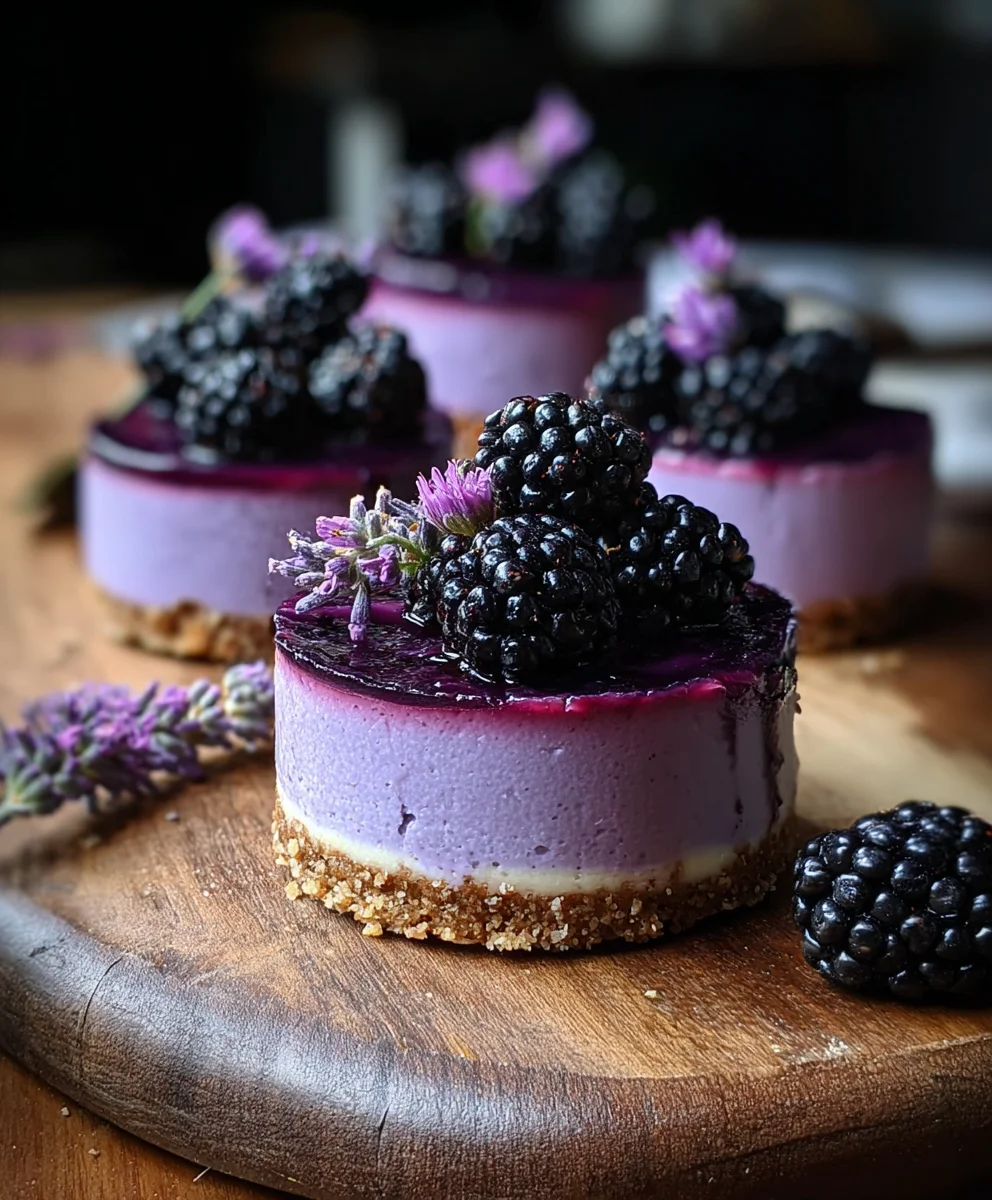 Blackberry Lavender Cheesecakes - Luscious Flavor