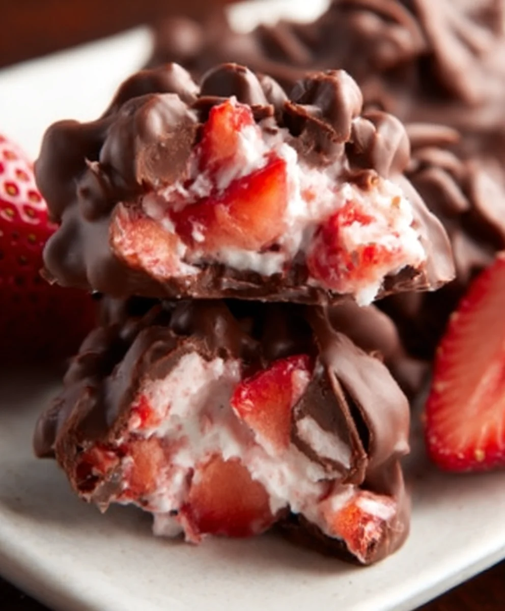 Chocolate Strawberry Yogurt Clusters- Easy & Delicious Treat