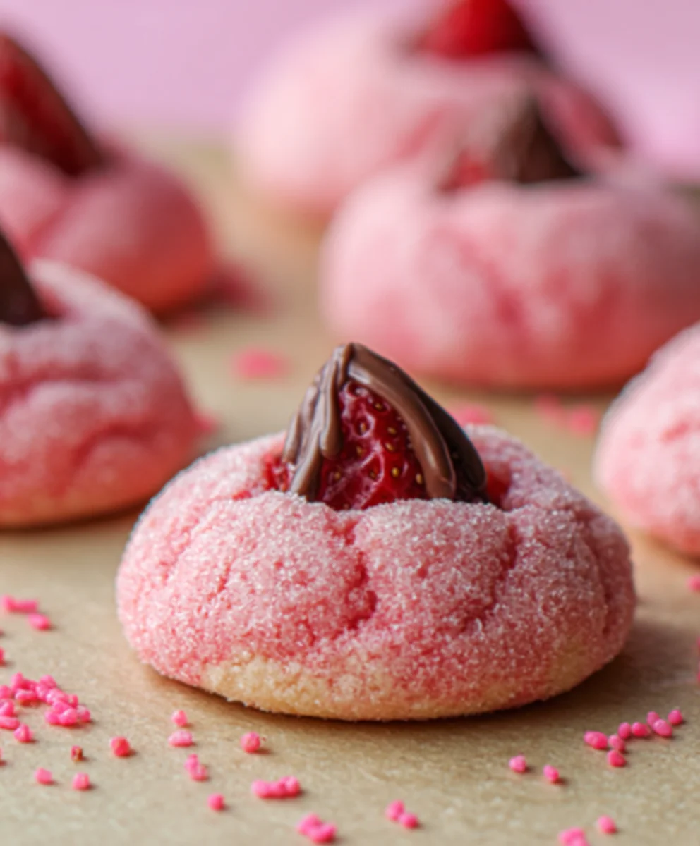 Strawberry Kiss Cookies-Sweet & Easy Homemade Treat