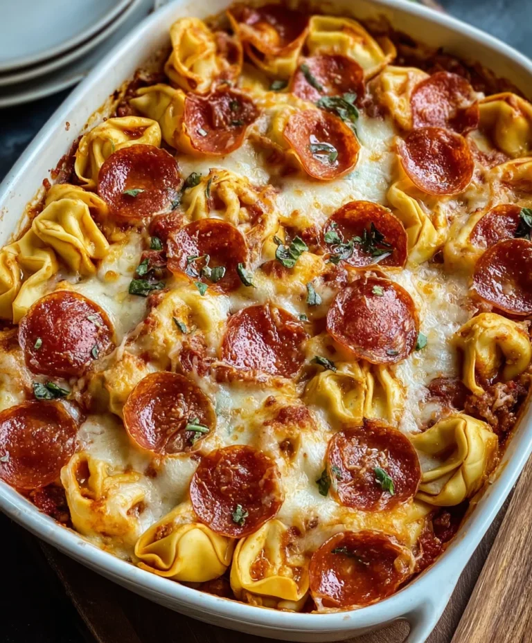 Easy Beef Beef Pepperoni Tortellini Pizza Casserole