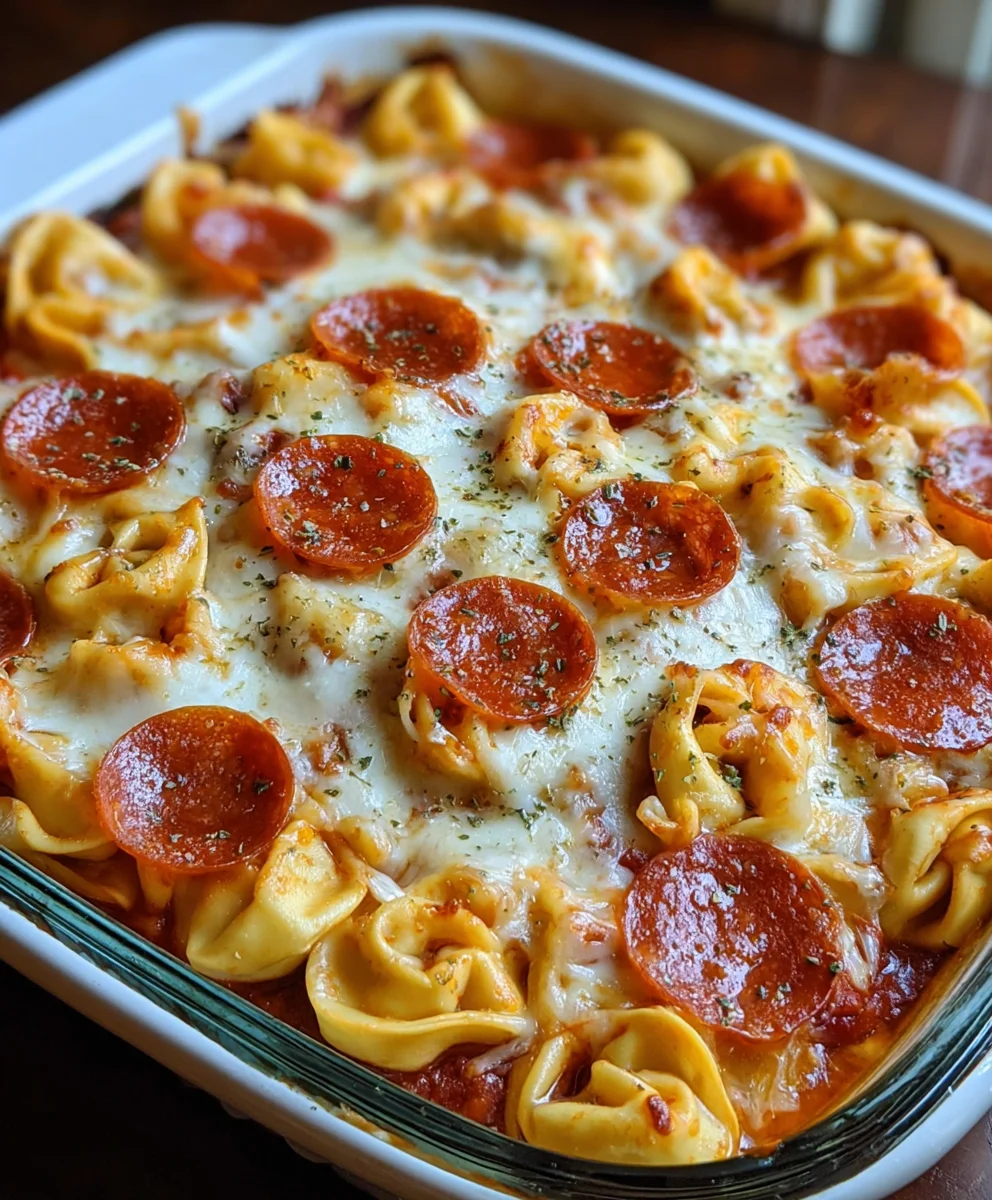 Easy Beef Beef Pepperoni Tortellini Pizza Casserole