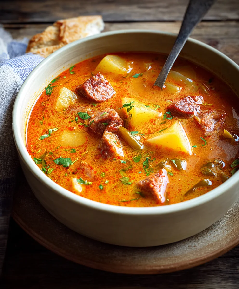 Hearty Spanish Beef Beef Chorizo Potato Soup - Easy Recipe