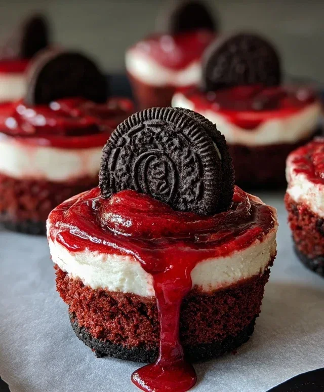 Mini Red Velvet Oreo Cheesecakes