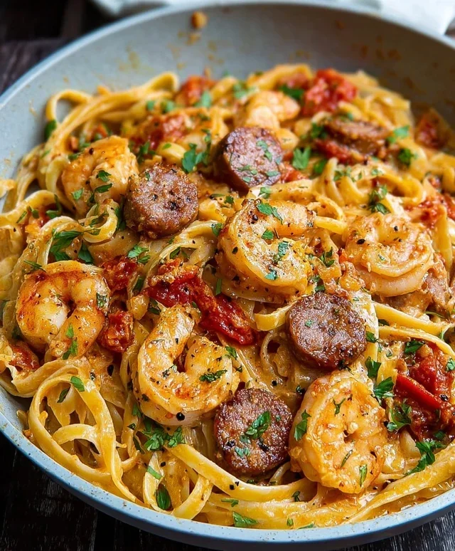 Creamy Cajun Shrimp Pasta with Sausage