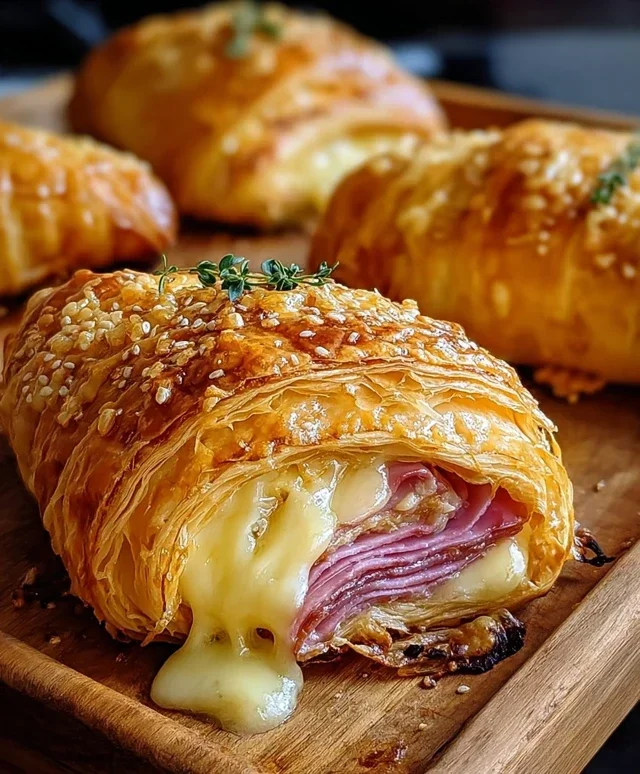 Baked Beef Beef Ham and Cheese Croissants