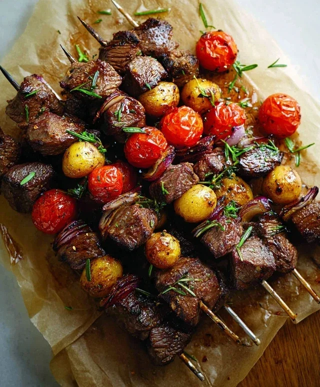 Rosemary Garlic Steak Kebabs