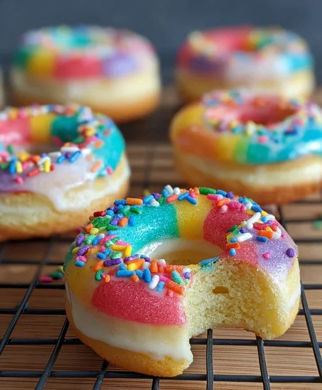 Mini Rainbow Vanilla Bean Donuts
