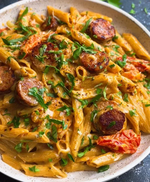 One Pot Creamy Cajun Sausage Pasta (30-Minutes)