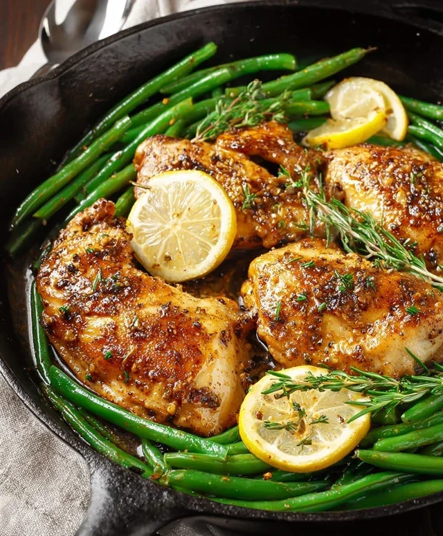 Lemon Garlic Butter Chicken and Green Beans Skillet