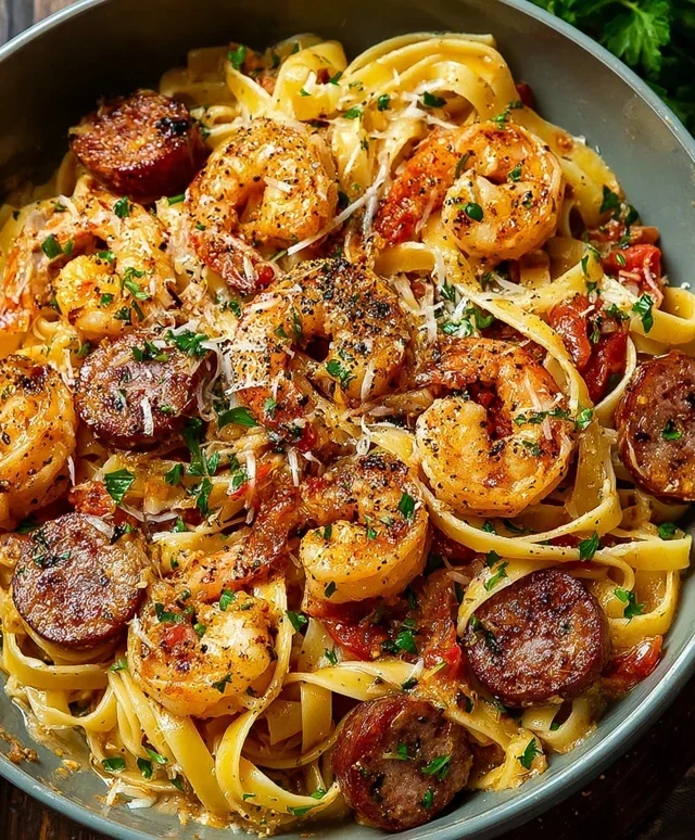 Creamy Cajun Shrimp Pasta with Sausage