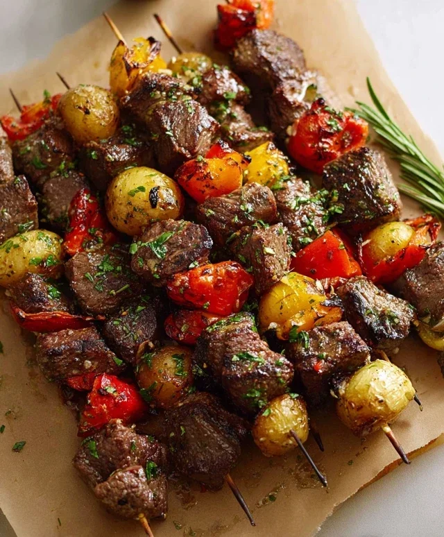 Rosemary Garlic Steak Kebabs