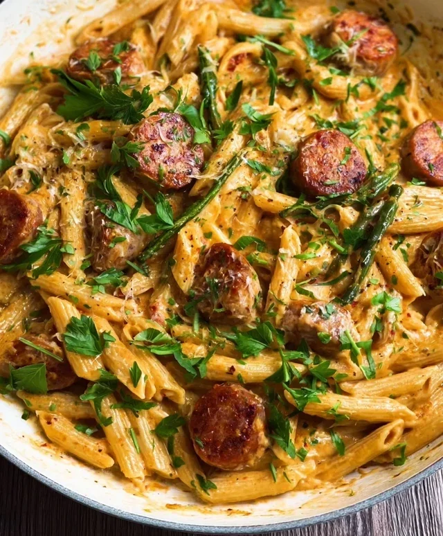 One Pot Creamy Cajun Sausage Pasta (30-Minutes)