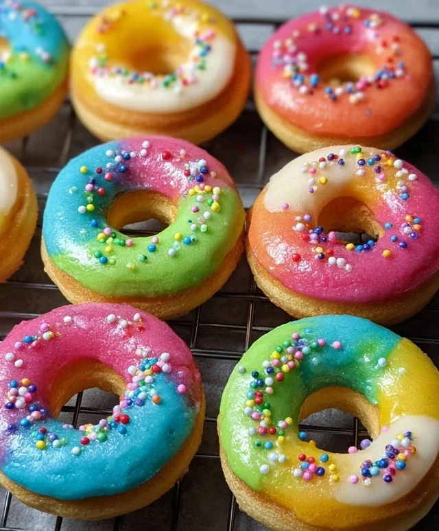 Mini Rainbow Vanilla Bean Donuts