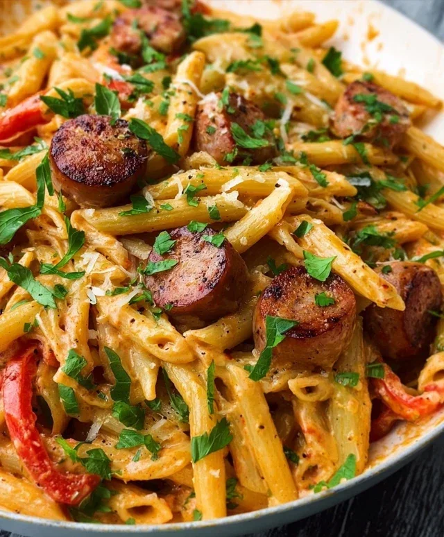 One Pot Creamy Cajun Sausage Pasta (30-Minutes)