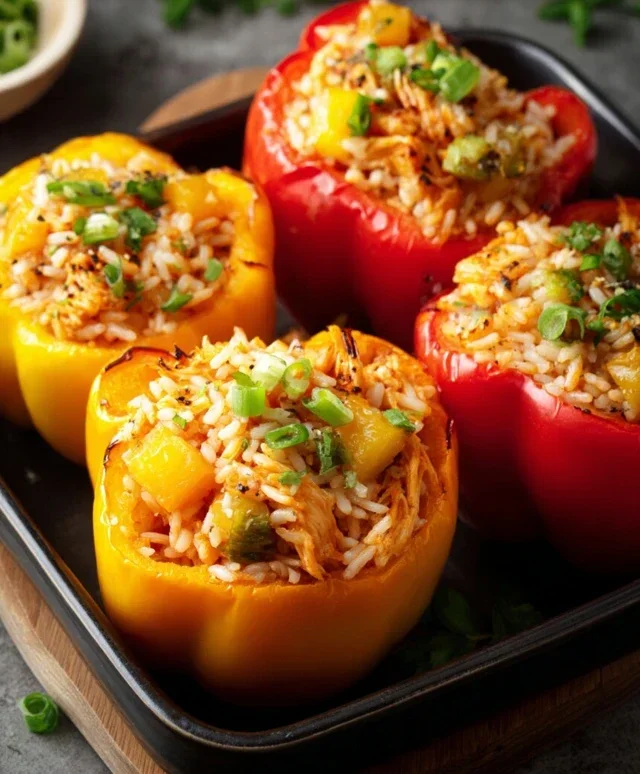 Teriyaki Pineapple Chicken and Rice Stuffed Peppers: A Sweet and Savory Meal