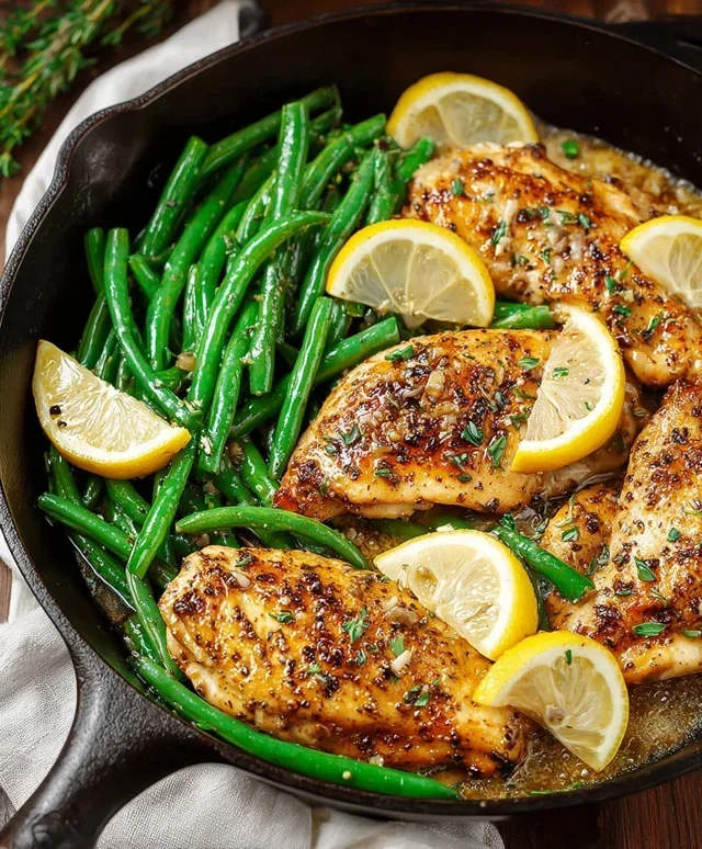 Lemon Garlic Butter Chicken and Green Beans Skillet