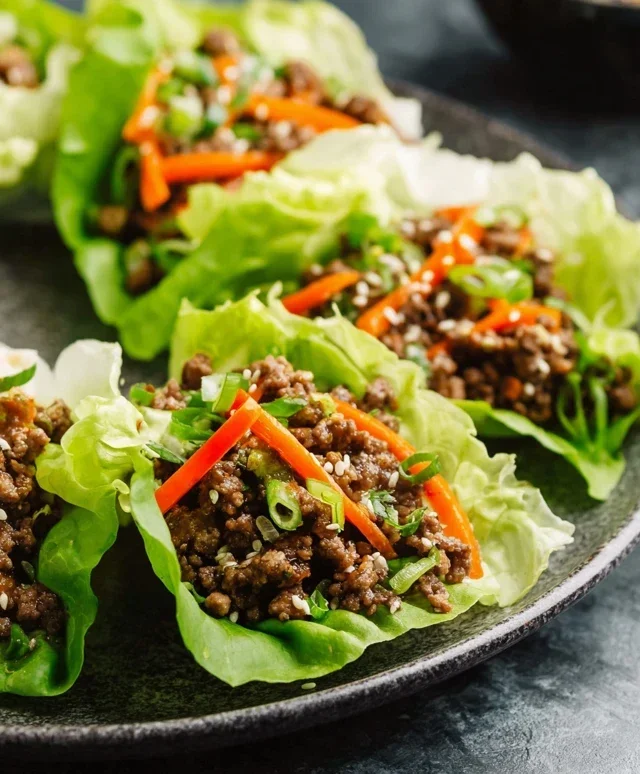 Asian Style Ground Beef Lettuce Wraps