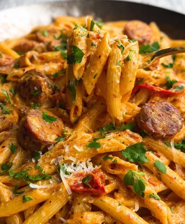 One Pot Creamy Cajun Sausage Pasta (30-Minutes)