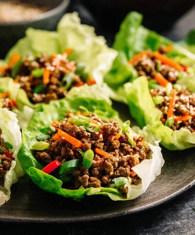 Asian Style Ground Beef Lettuce Wraps