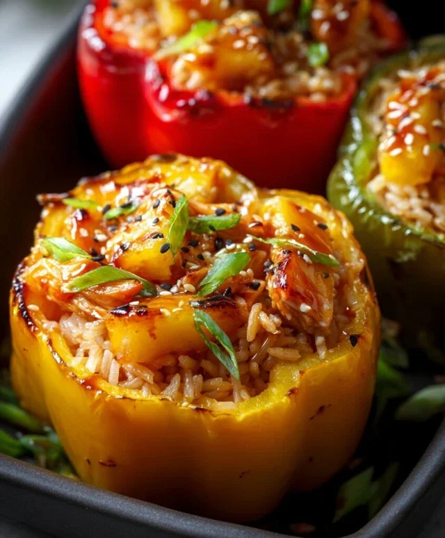 Teriyaki Pineapple Chicken and Rice Stuffed Peppers: A Sweet and Savory Meal