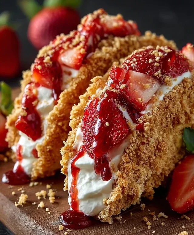 Strawberry Crunch Cheesecake Tacos