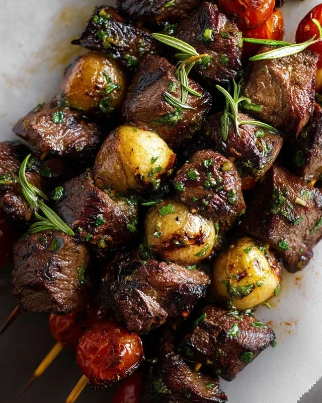 Rosemary Garlic Steak Kebabs