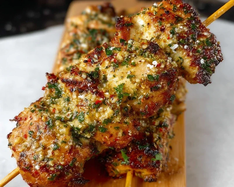 Garlic Parmesan Chicken Skewers