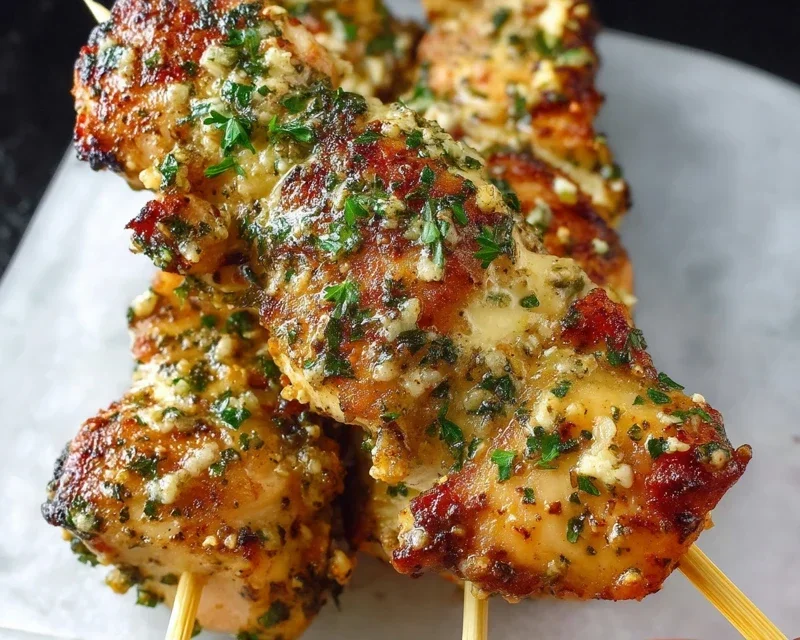 Ranch Garlic Parmesan Chicken Skewers